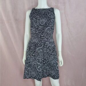 Tory Burch Womens Black White Floral Paisley Sleeveless Sheath Dress Size 6 Silk